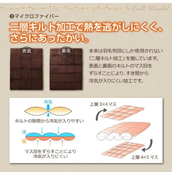 スーパSALE10倍＆4時間限定10％OFF 毛布 ケット 保温わたアルヒートスーパー入り二層キルト毛布 毛布単品 シングル