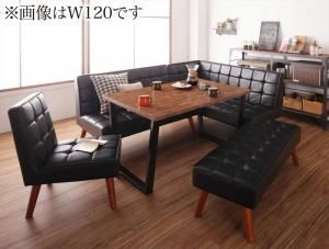スーパSALE10倍＆4時間限定10％OFF ダイニングセット（テーブル&ソファ ベンチ チェア） 古木風 ヴィンテージ カフェスタイル リビングダイニング 6人 5点セット(テーブル+ソファ1脚+アームソファ1脚+チェア1脚+ベンチ1脚) 右アーム W150