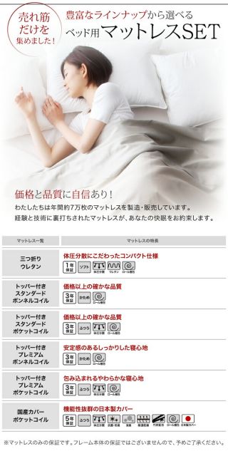 スーパSALE10倍＆4時間限定10％OFF 北欧ヴィンテージ 棚・コンセント付き収納ベッド 国産カバーポケットコイルマットレス付き シングル