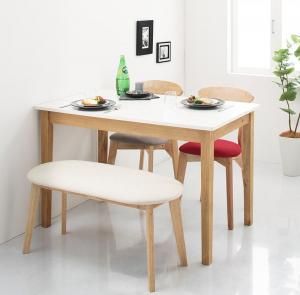 スーパSALE10倍＆4時間限定10％OFF ベンチ ダイニングベンチ モダンデザインダイニングシリーズ ベンチ単品 ホワイト×ナチュラル 2P