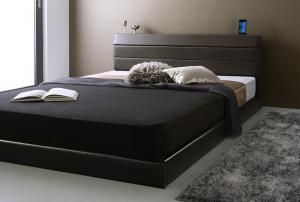 スーパSALE10倍＆4時間限定10％OFF 棚・コンセント付きレザーすのこベッド ポケットコイルマットレス付き セミダブル