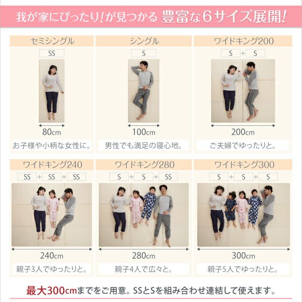 スーパSALE10倍＆4時間限定10％OFF MITAS寝具SELECT マットレス 三つ折り コンパクト 収納 ファミリー 子供 日本製 川の字 ゆったり 6サイズ 大きい 折り畳み 折りたたみ 厚さが選べる 厚さ6cm セミシングル