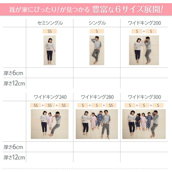 スーパSALE10倍＆4時間限定10％OFF MITAS寝具SELECT マットレス 三つ折り コンパクト 収納 ファミリー 子供 日本製 川の字 ゆったり 6サイズ 大きい 折り畳み 折りたたみ 厚さが選べる ワイドK300 厚さ12cm
