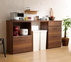 スーパSALE10倍＆4時間限定10％OFF キッチン収納 日本製完成品 天然木調ワイドキッチンカウンター レンジ台＋引き出し 180cm