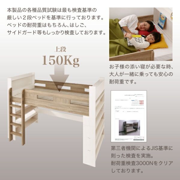 スーパSALE10倍＆4時間限定10％OFF お客様組立 棚・コンセント付きシステムロフトベッド ナチュラル ベッドフレームのみ シングル