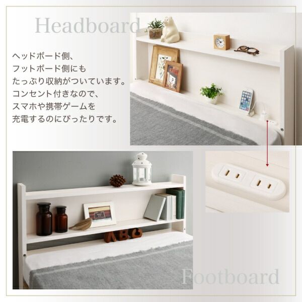 スーパSALE10倍＆4時間限定10％OFF お客様組立 棚・コンセント付きシステムロフトベッド ナチュラル 薄型抗菌国産ポケットコイルマットレス付き シングル