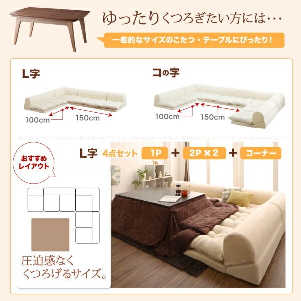 スーパSALE10倍＆4時間限定10％OFF フロアソファ ふわふわなめらかマイクロファイバーフロアコーナーソファ ソファ4点セット L字 1P+2P×2+コーナー