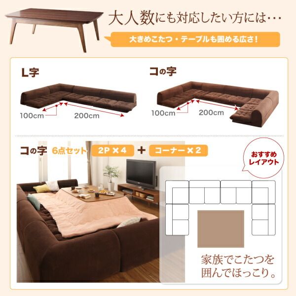 スーパSALE10倍＆4時間限定10％OFF フロアソファ ふわふわなめらかマイクロファイバーフロアコーナーソファ ソファ4点セット L字 1P+2P×2+コーナー