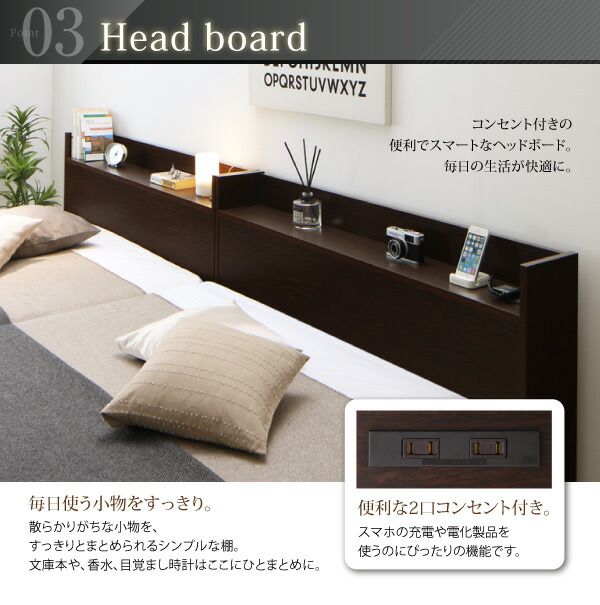 スーパSALE10倍＆4時間限定10％OFF お客様組立 連結 棚・コンセント付収納ベッド スタンダードポケットコイルマットレス付き Aタイプ シングル