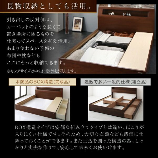 スーパSALE10倍＆4時間限定10％OFF 高級ウォルナット材ワイドサイズ収納ベッド  ボンネルコイルマットレス付き スリムタイプ ダブル