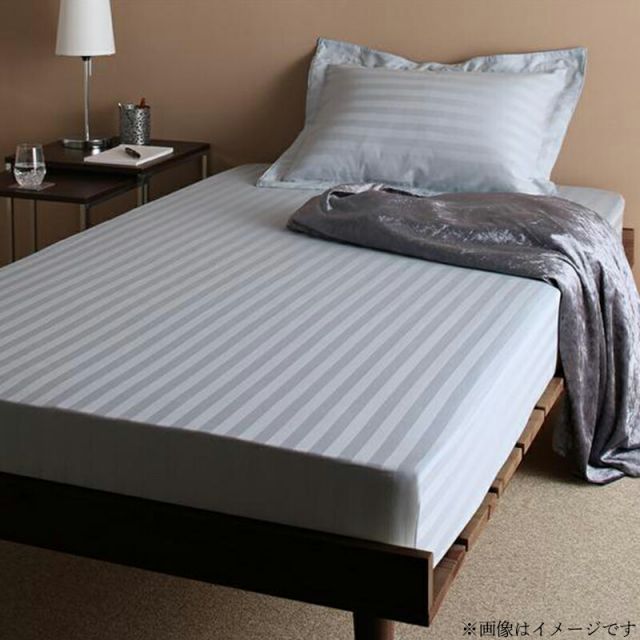 スーパSALE10倍＆4時間限定10％OFF MITAS寝具SELECT ショート丈ベッド用　6色から選べる　綿混サテンホテルスタイルストライプカバーリングベッド用ボックスシーツシングルショート丈