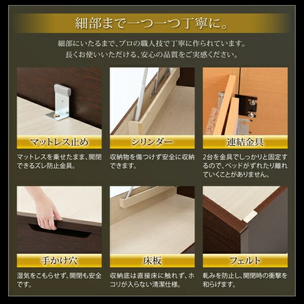 スーパSALE10倍＆4時間限定10％OFF ベッド ベット 収納付きベッド 収納 収納付 跳ね上げベッド 深型 連結 コンセント付 大容量 宮付き 照明 日本製 キング おしゃれ モダン お客様組立 ベッドフレームのみ 縦開 キング(SS+S)