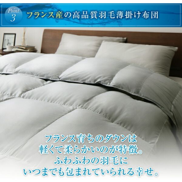スーパSALE10倍＆4時間限定10％OFF MITAS寝具SELECT 羽根布団 洗濯機で洗える エクセルゴールドラベル フランス産ダウン90％ 羽毛薄掛け布団 シングル