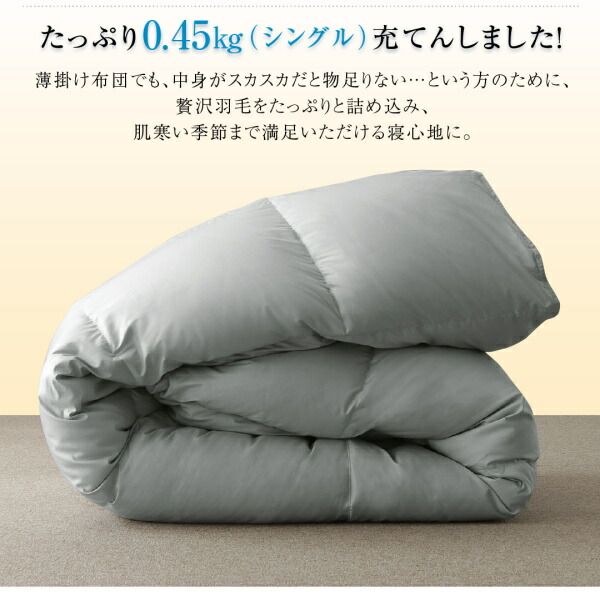 スーパSALE10倍＆4時間限定10％OFF MITAS寝具SELECT 羽根布団 洗濯機で洗える エクセルゴールドラベル フランス産ダウン90％ 羽毛薄掛け布団 セミダブル