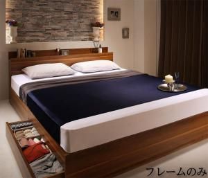 スーパSALE10倍＆4時間限定10％OFF 棚・コンセント付収納ベッド ベッドフレームのみ シングル