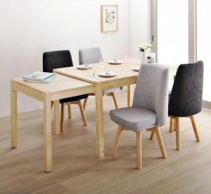 スーパSALE10倍＆4時間限定10％OFF 回転イス付き 北欧スライド伸縮ダイニングテーブルセット 4人 5点セット(テーブル+チェア4脚) W120-200