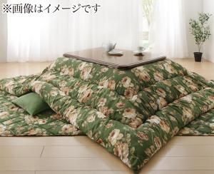 スーパSALE10倍＆4時間限定10％OFF こたつ布団セット ローズ柄国産ボリュームこたつ布団 掛布団&敷布団2点セット 正方形(80×80cm)天板対応