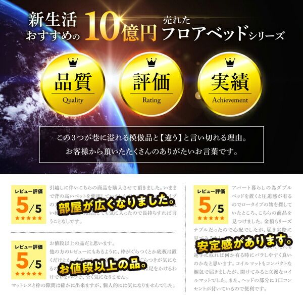 スーパSALE10倍＆4時間限定10％OFF 新生活おすすめの10億円売れたフロアベッドシリーズ ベッドフレームのみ 棚・コンセント付 ダブル