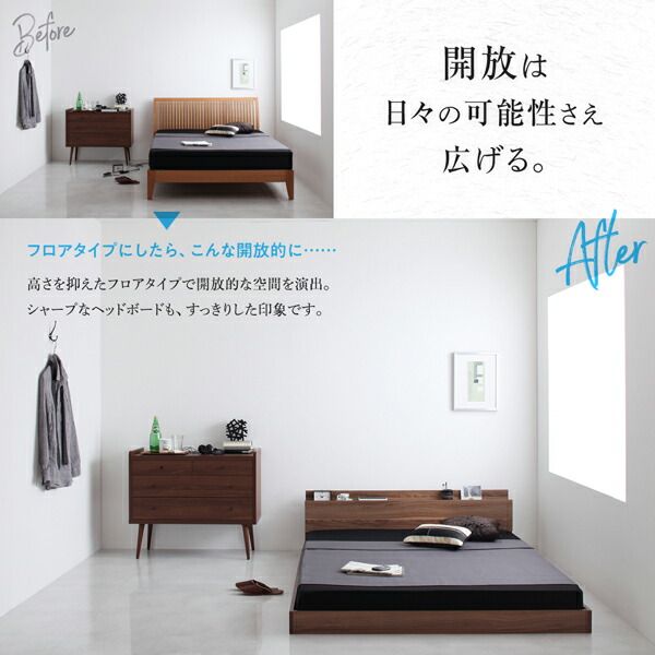 スーパSALE10倍＆4時間限定10％OFF 新生活おすすめの10億円売れたフロアベッドシリーズ スタンダードポケットコイルマットレス付き モダンライト・コンセント付 シングル