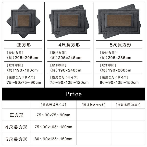 スーパSALE10倍＆4時間限定10％OFF こたつ布団セット ブロックチェック柄こたつ布団 掛布団&敷布団2点セット 正方形(75×75cm)天板対応