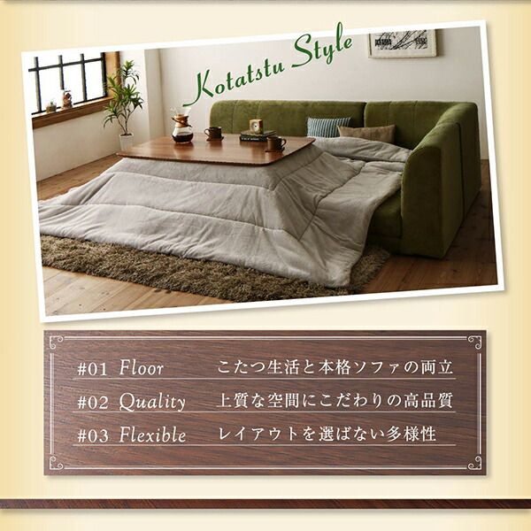 スーパSALE10倍＆4時間限定10％OFF フロアソファ こたつ天板サイズに合わせて選べる洗えるフロアコーナーソファ W120天板対応サイズ 1P+2P+コーナー