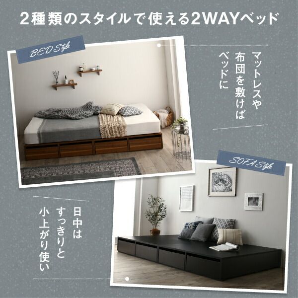 スーパSALE10倍＆4時間限定10％OFF 選べる引出収納付きシンプルデザインローベッド ベッドフレームのみ 引き出しなし シングル