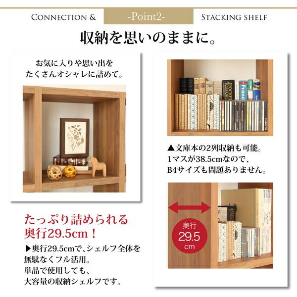 スーパSALE10倍＆4時間限定10％OFF 棚 シェルフ 本収納 連結スタッキングシェルフ Connect wall コネクトウォール 棚・シェルフ ロータイプ 幅86.2