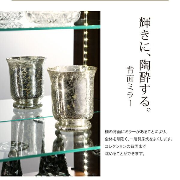 スーパSALE10倍＆4時間限定10％OFF 壁面収納 背面ミラー付き壁面コレクション収納 本体 上置きロータイプ付き 幅54.1 高さ225〜252