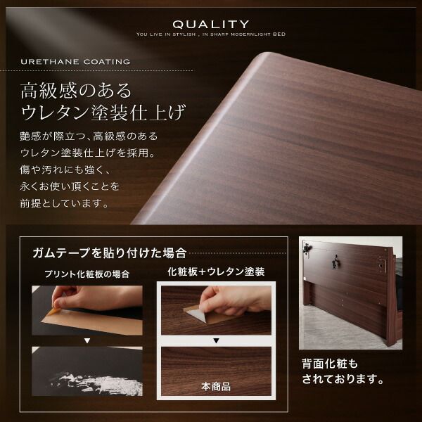 スーパSALE10倍＆4時間限定10％OFF モダンライト・コンセント付きモダンデザイン収納ベッド  ゼルトスプリングマットレス付き シングル