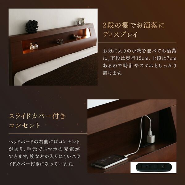 スーパSALE10倍＆4時間限定10％OFF 高級ウォルナット材ツインベッド ボンネルコイルマットレス付き ツイン（S+SD）