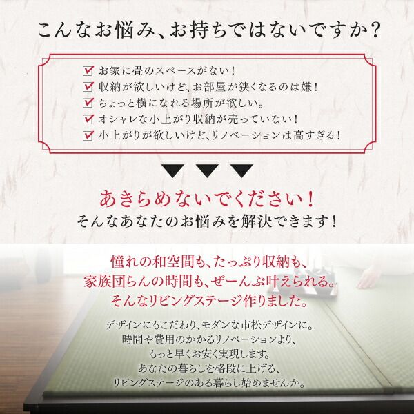 リビング収納 チェスト キャビネット タンス テレビ台 日本製 収納付きデザイン畳リビングステージ 畳ボックス収納 120×180cm ロータイプ