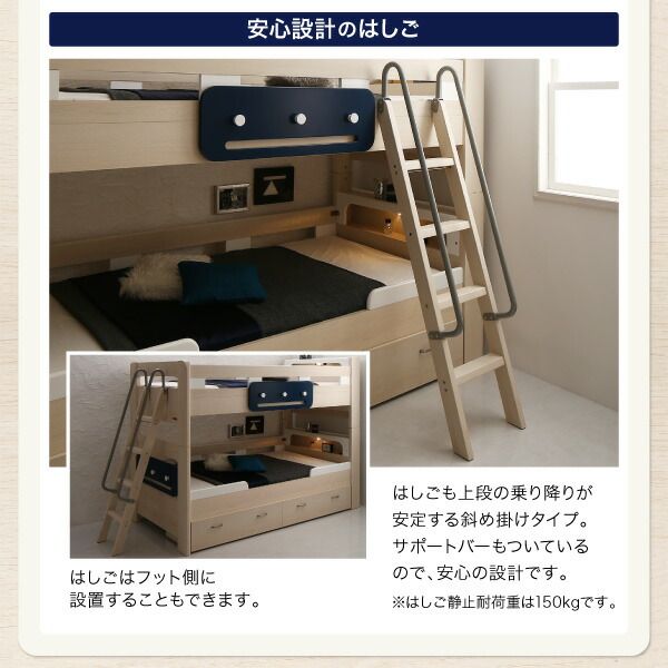 スーパSALE10倍＆4時間限定10％OFF MITAS寝具SELECT デザイン2段ベッド ウレタンマットレス付き シングル