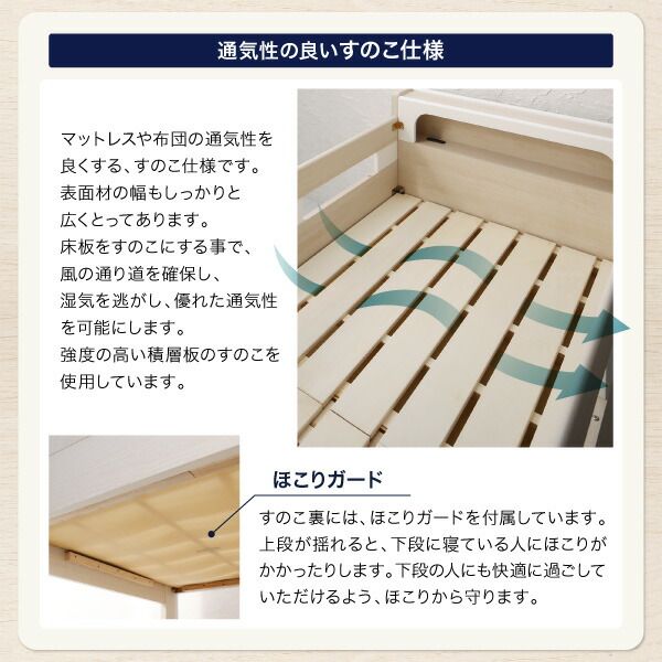 スーパSALE10倍＆4時間限定10％OFF MITAS寝具SELECT デザイン2段ベッド 薄型軽量ボンネルコイルマットレス付き シングル