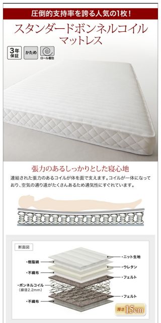 マラソン10倍中 棚・コンセント付きツイン連結すのこベッド プレミアムボンネルコイルマットレス付き ワイドK260