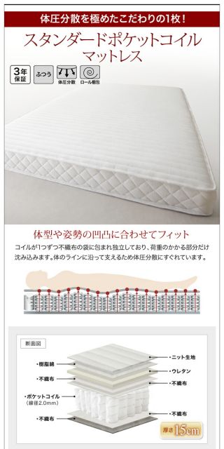 マラソン10倍中 棚・コンセント付きツイン連結すのこベッド プレミアムボンネルコイルマットレス付き ワイドK260