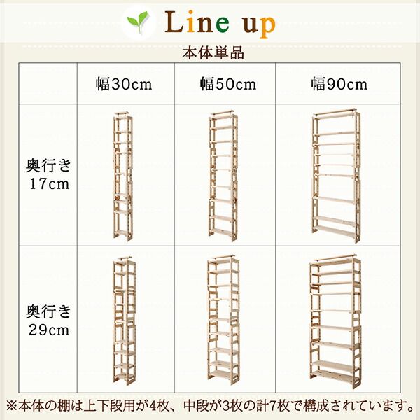 スーパSALE10倍＆4時間限定10％OFF 壁面収納 国産ひのきつっぱりシェルフ・ラック 本体 幅120 奥行17