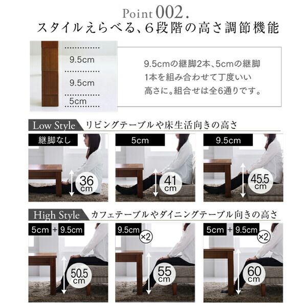 スーパSALE10倍＆4時間限定10％OFF ダイニングテーブル ダイニング 高さ調節可能 3段階伸長式 大型こたつソファダイニングシリーズ ダイニングこたつテーブル単品 W120-180