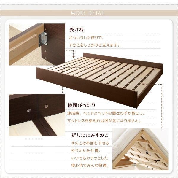 マラソン10倍中 お客様組立 高さ調整可能国産すのこファミリーベッド 羊毛入りゼルトスプリングマットレス付き ワイドK200