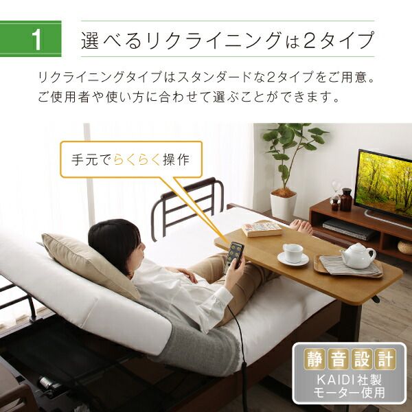 お客様組立 棚・照明・コンセント・引出し収納付き電動ベッド ベッドフレームのみ 2モーター シングル