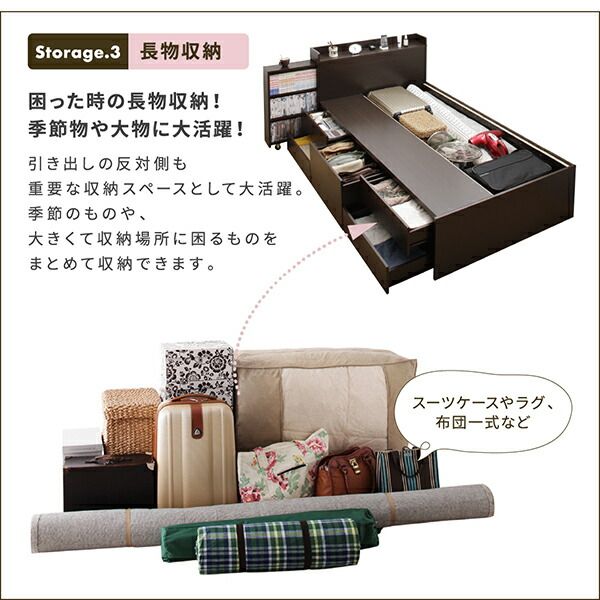 スーパSALE10倍＆4時間限定10％OFF MITAS寝具SELECT ベッド ベット 収納付きベッド シングルベッド  宮付き 大容量 一人暮らし おしゃれ コンパクト 子供 女性 180 キッズ ベビー 日本製 お客様組立 薄型スタンダードボンネルコイルマットレス付 シングル ショート丈