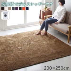 スーパSALE10倍＆4時間限定10％OFF ラグ 洗濯機で洗えるシャギーラグ 200×250cm