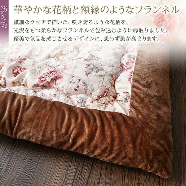 スーパSALE10倍＆4時間限定10％OFF こたつ こたつ布団 おしゃれ ジャカード風 花柄国産こたつ布団 こたつ用掛け布団単品 正方形(80×80cm)天板対応