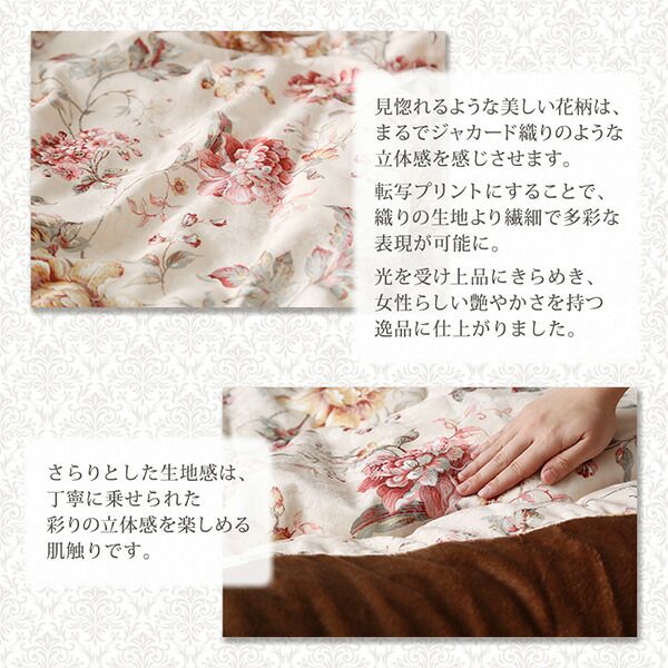スーパSALE10倍＆4時間限定10％OFF こたつ こたつ布団 おしゃれ ジャカード風 花柄国産こたつ布団 こたつ用掛け布団単品 4尺長方形(80×120cm)天板対応
