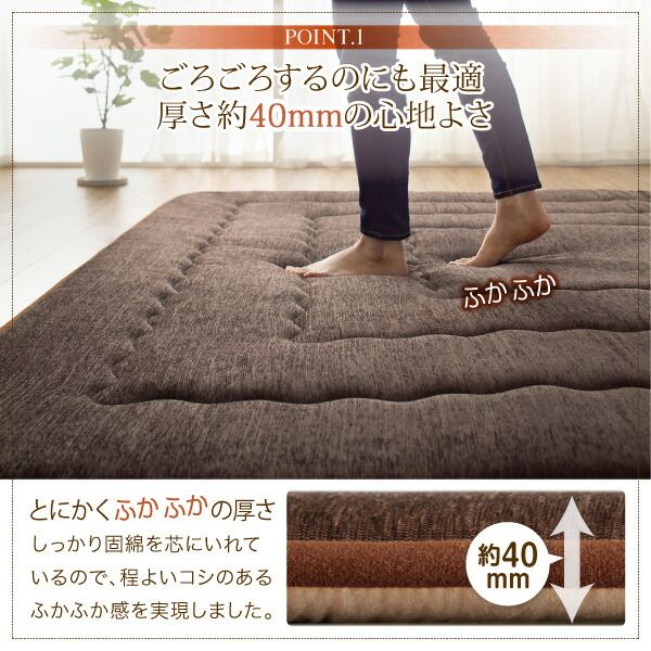 スーパSALE10倍＆4時間限定10％OFF ラグ 厚み40mmのふっくら厚敷きクッションラグ 130×190cm