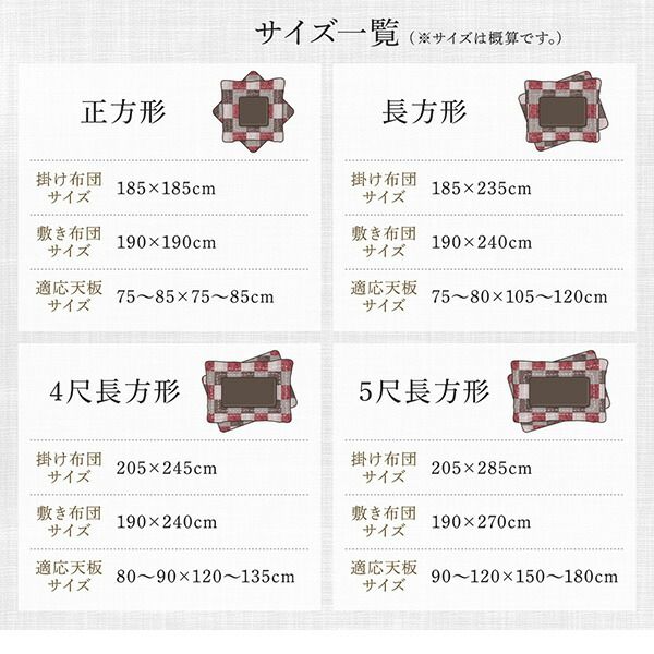 スーパSALE10倍＆4時間限定10％OFF こたつ布団セット 和モダンデザインの市松模様こたつ布団 掛布団&敷布団2点セット 4尺長方形(80×120cm)天板対応