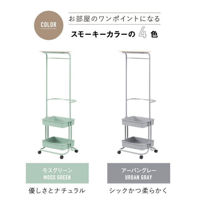 スーパSALE10倍＆4時間限定10％OFF トローリーハンガー　キャスター付き　バスケットトローリー　ハンガーラック　バスケット付き　収納付き　棚付き　ワゴン　おしゃれ