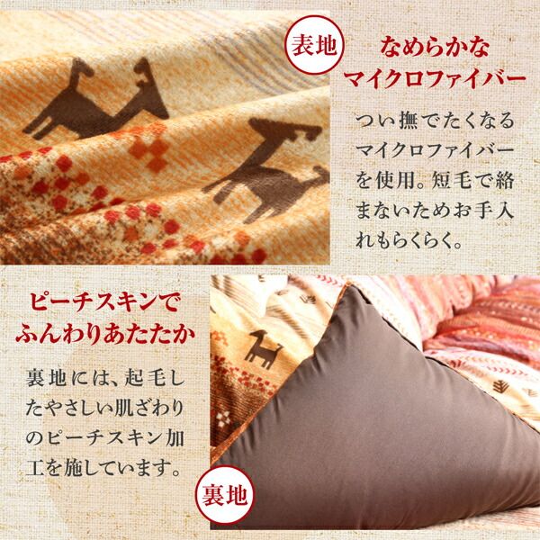 スーパSALE10倍＆4時間限定10％OFF ギャッベ柄グラデーションデザインこたつ布団 こたつ用掛け布団 6尺長方形(90×180cm)天板対応