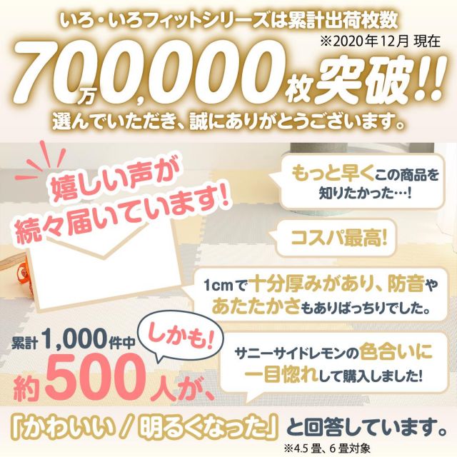 スーパSALE10倍＆4時間限定10％OFF ジョイントマット ジョイント マット カーペット ラグ 大判 ノンホルム 抗菌 防臭  防音 床暖房対応 おしゃれ 洗える ベビー フロアマット 子供 単色 プレイマット ペット かわいい 45cm角 10mm厚 48枚 6畳