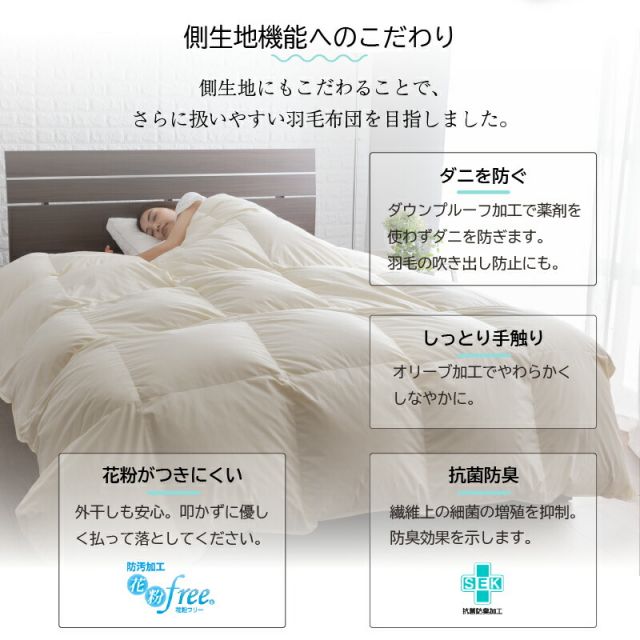 MITAS寝具SELECT 羽毛布団 セミダブル 羽毛 布団 日本製 防ダニ 国産 国内洗浄 暖か あったか 冬 夏 オールシーズン 快適 羽毛ふとん ダウンケット掛け布団 掛布団  抗菌 三ツ星ニューゴールドラベル 550fp 2枚合わせ（肌掛け+合掛け） セミダブル