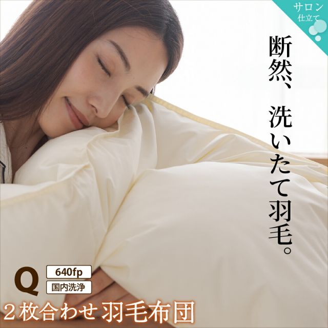MITAS寝具SELECT 羽毛布団 クイーン 羽毛 布団 日本製 防ダニ 国産 国内洗浄 暖か あったか 冬 夏 オールシーズン 快適 羽毛ふとん ダウンケット掛け布団 掛布団  抗菌 三ツ星ニューゴールドラベル フィルパワー 640fp 2枚合わせ（肌掛け+合掛け） クイーン